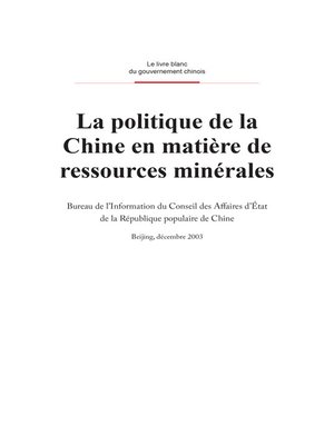 cover image of China's Policy on Mineral Resources (中国矿产资源政策)